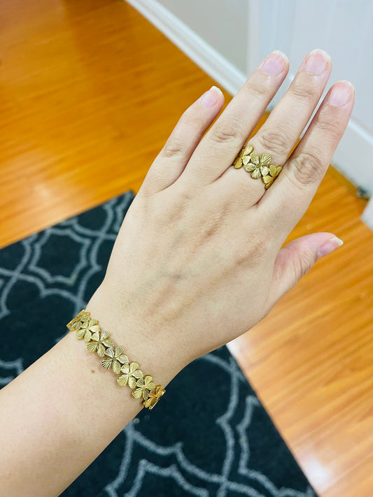 Floral bangle/ring combo