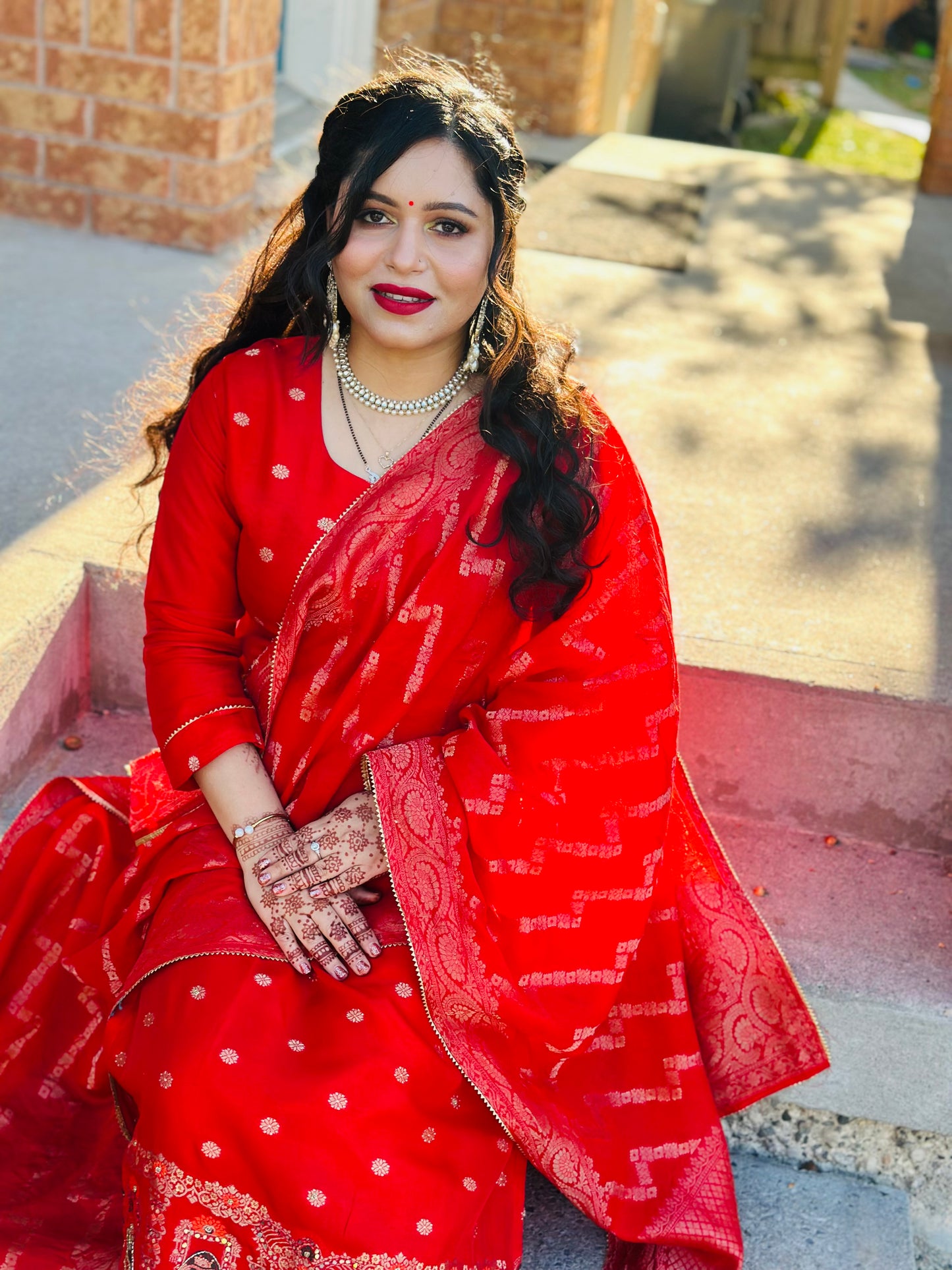 Red banarsi suit