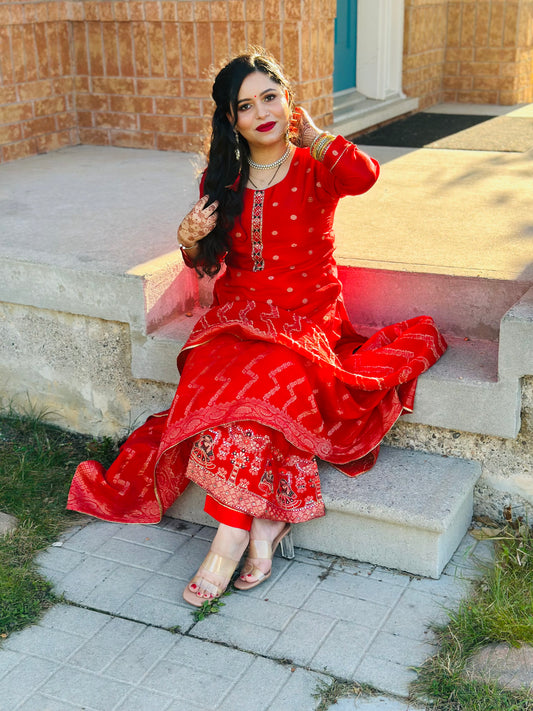 Red banarsi suit