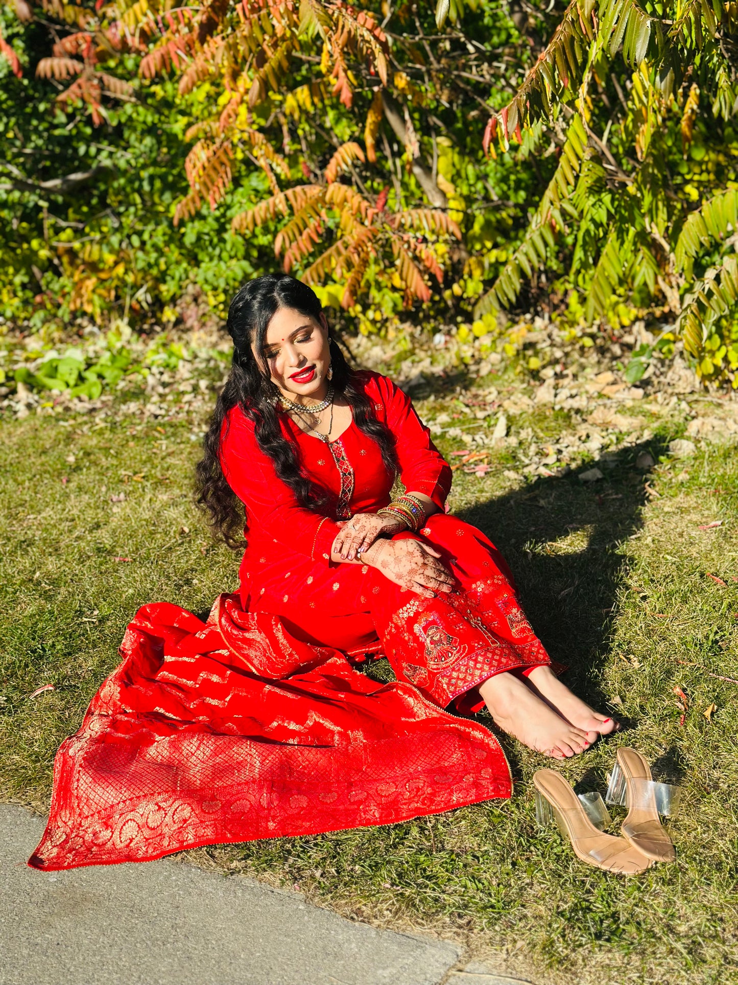 Red banarsi suit