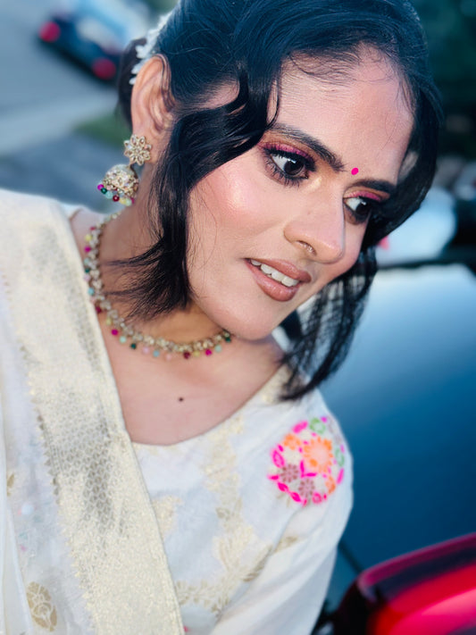 Muticolored polki necklace