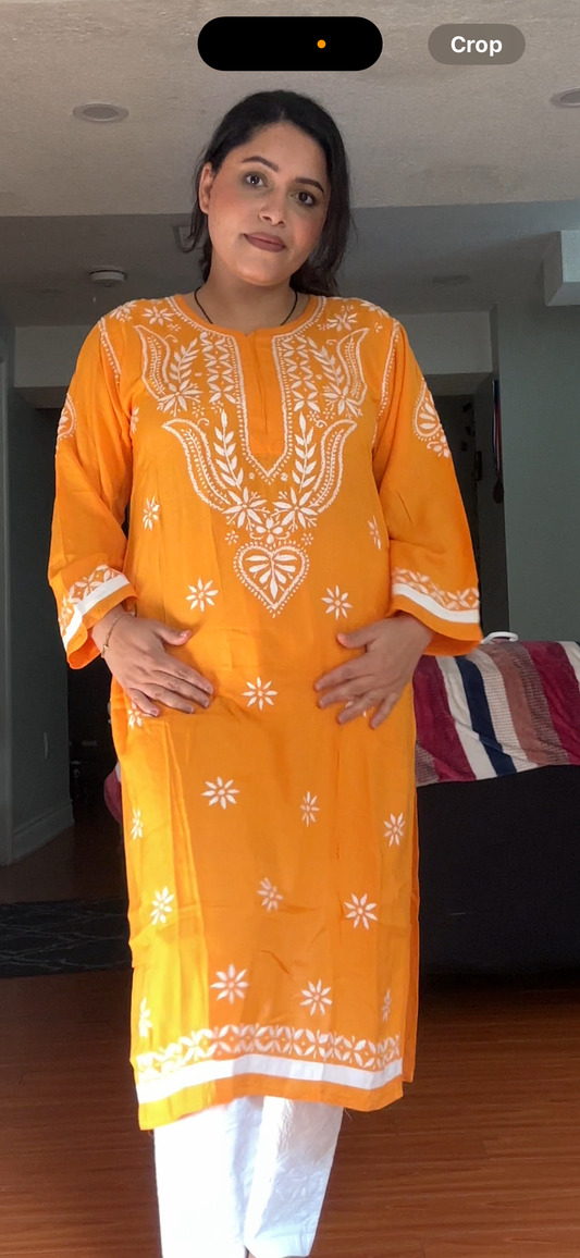 Rayon cotton lukhnowi kurti