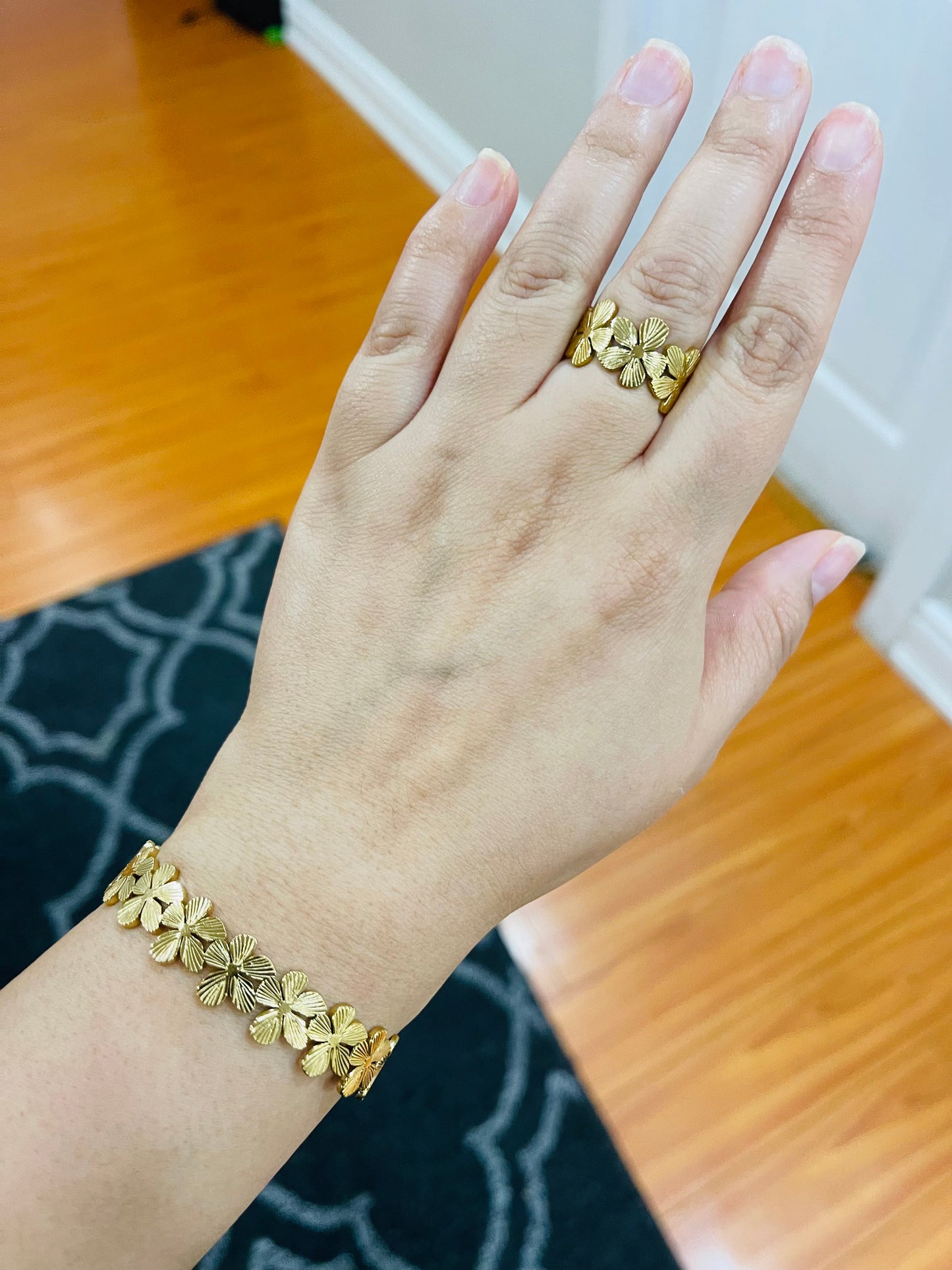 Floral bangle/ring combo