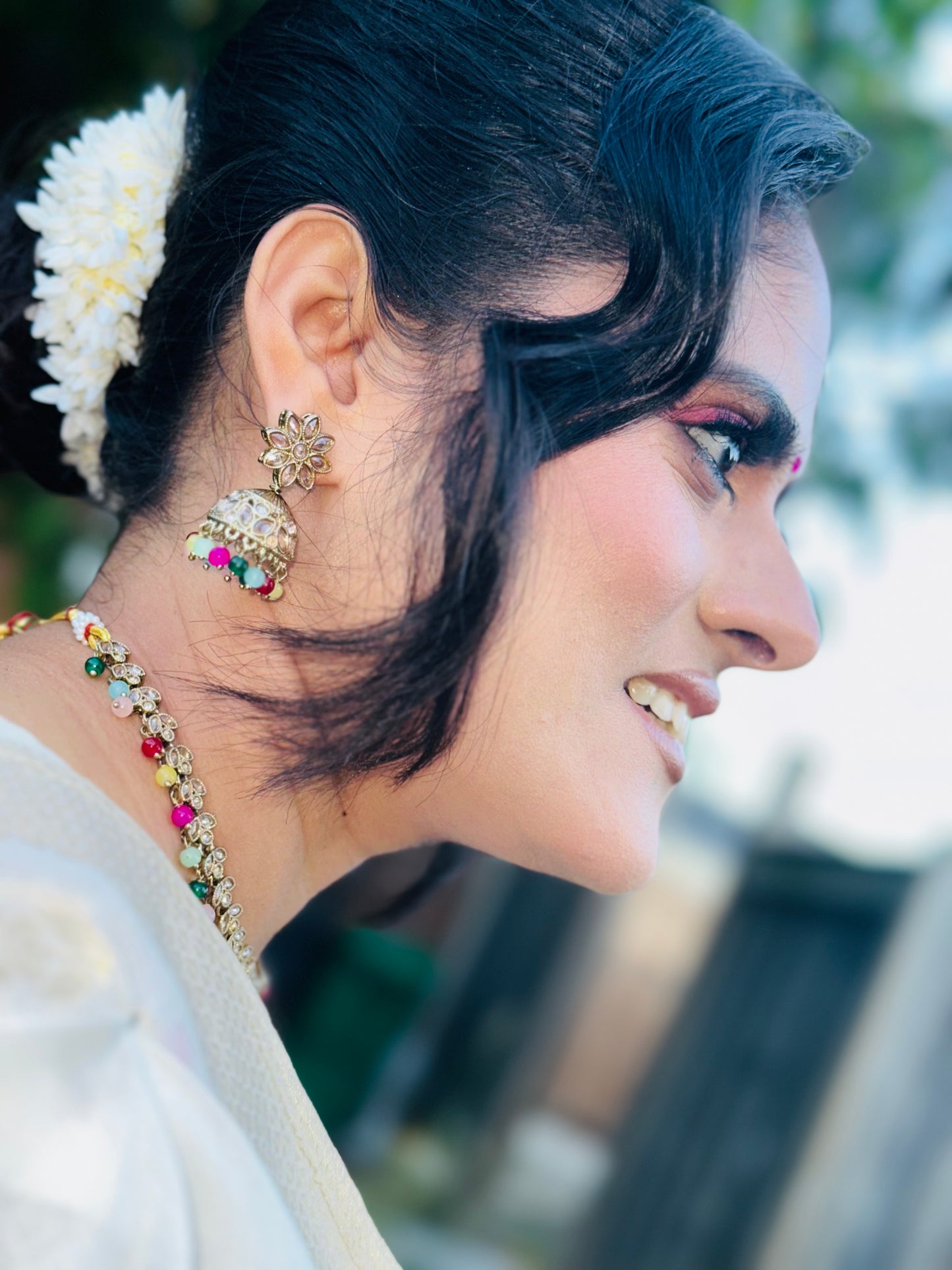 Muticolored polki necklace